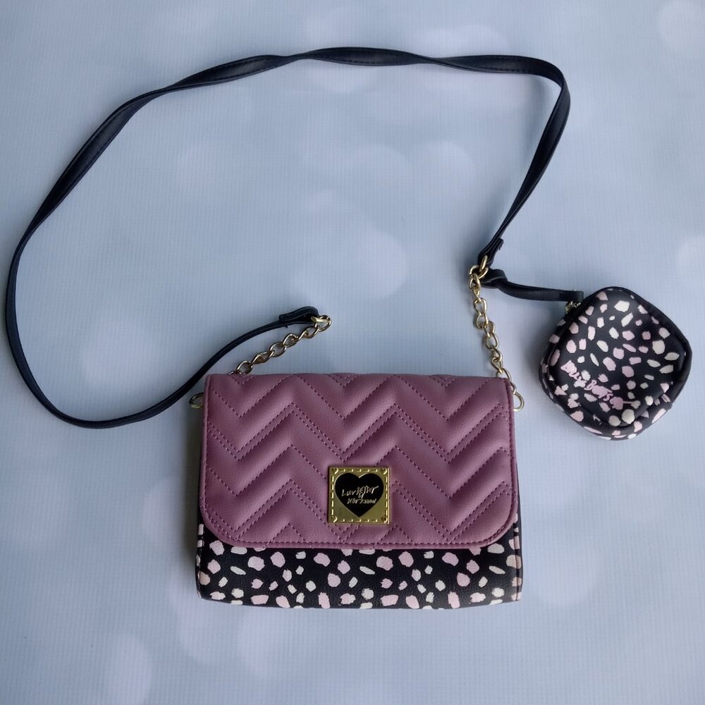 Luv Betsey Betsey Johnson LBFOLEY Line Mauve Crossbody And Coin Purse